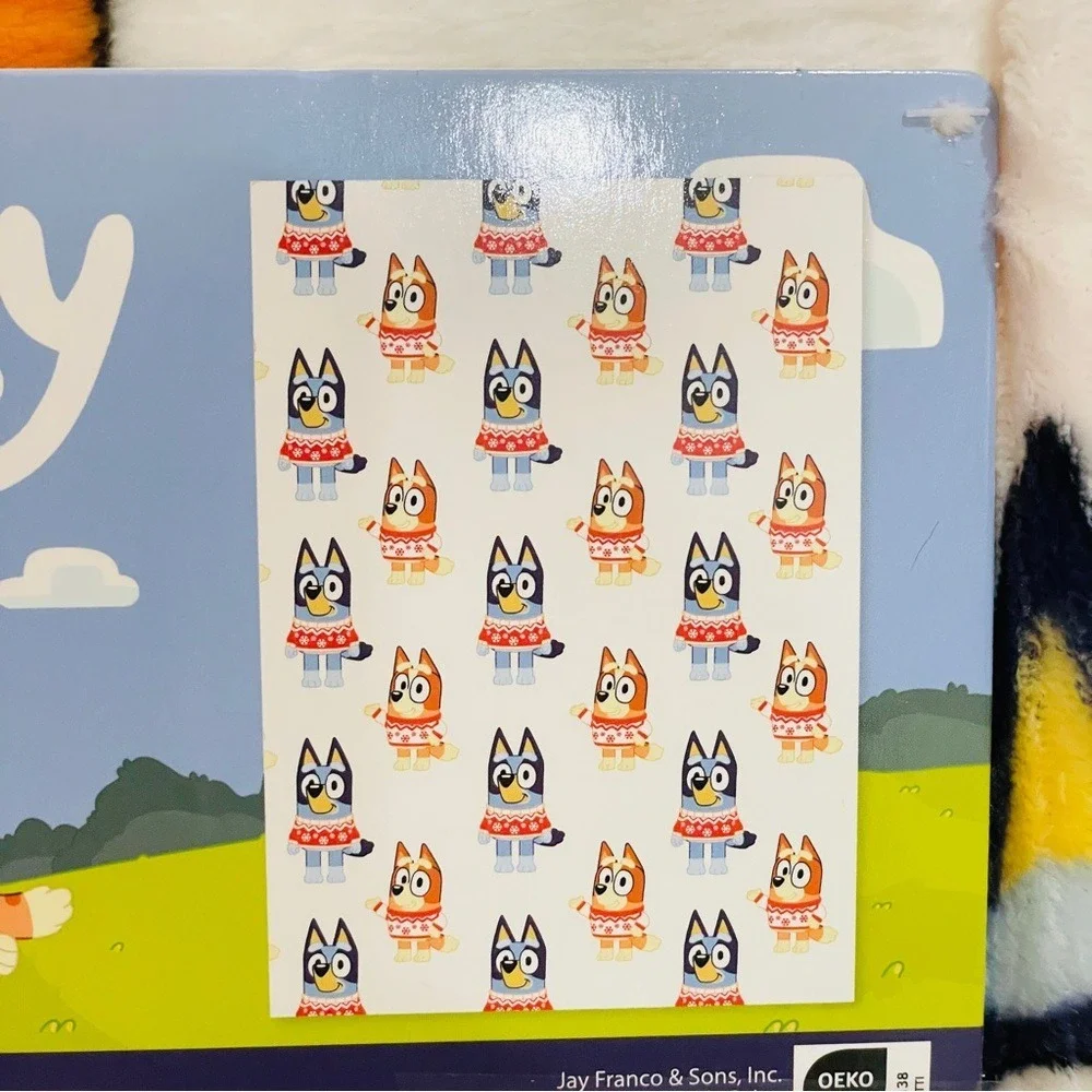 NEW Bluey Bingo Christmas Plush‎ Throw Blanket 50x70 Holiday Sweater